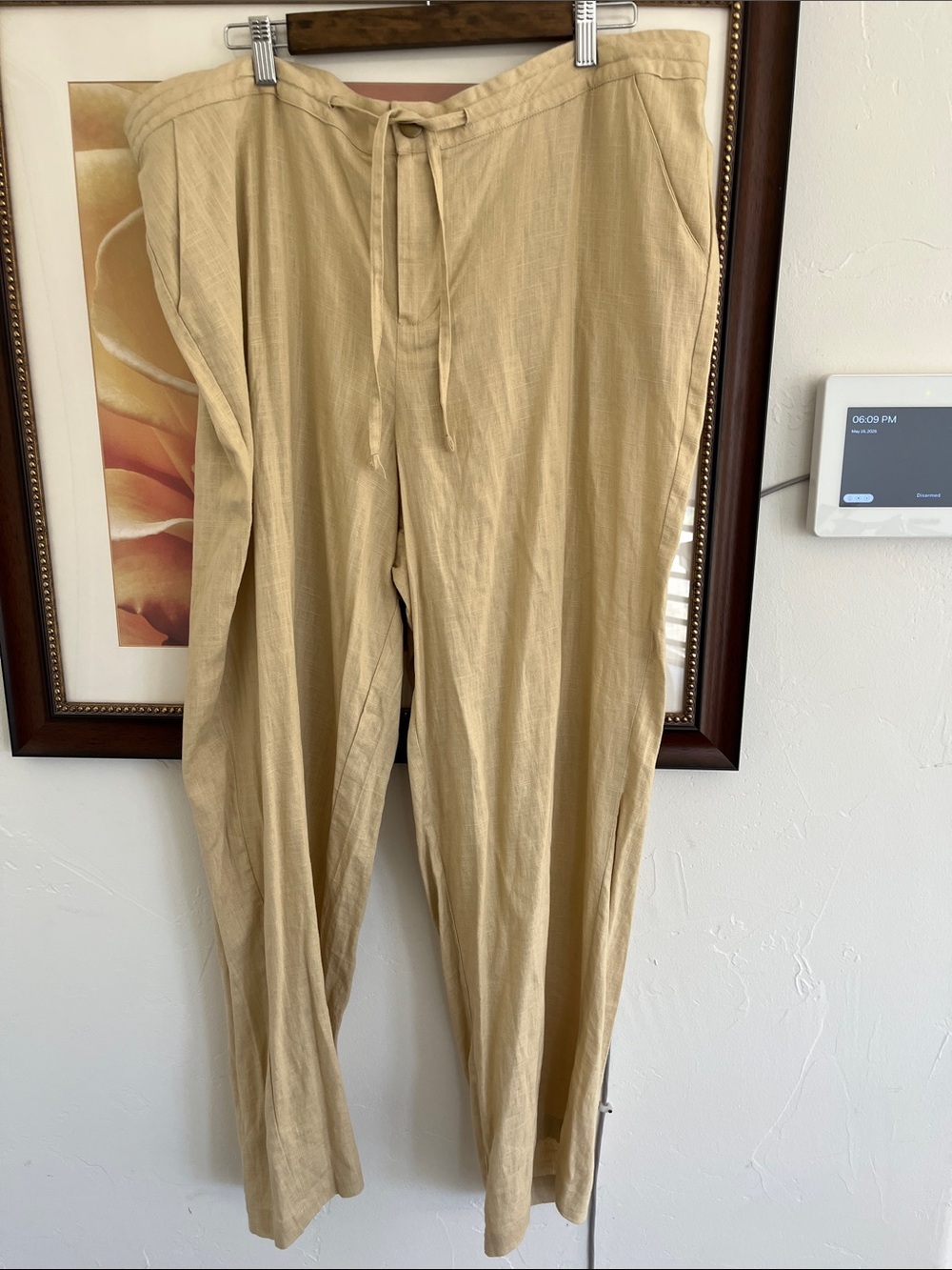 JustFab Wide Leg Drawstring Pants in Tan
